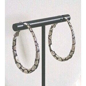 Brighton Pebble Oval Hoop Silver Plated Earrings